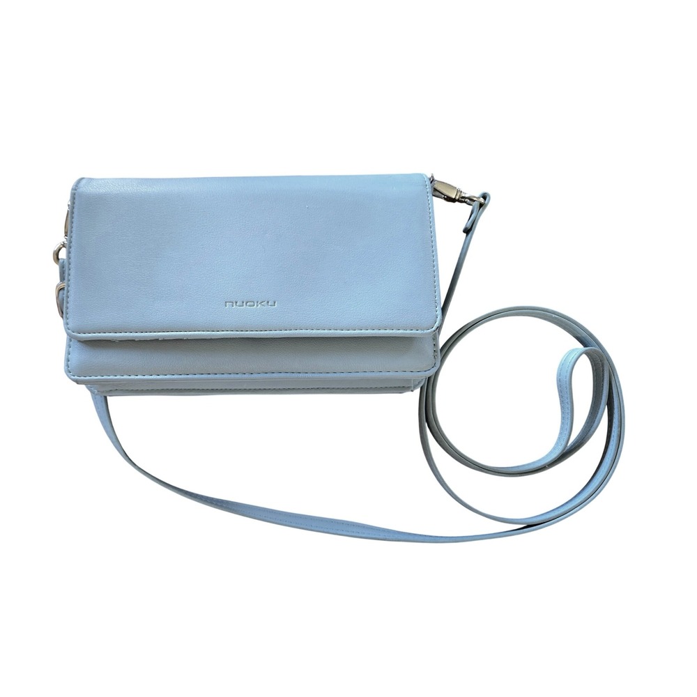 Nuoku Cute‎ Chic Pale Mint Green Crossbody Wallet Bag Faux Leather Organzier